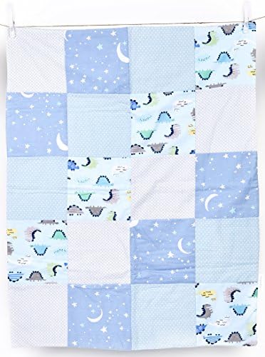 baby quilt blanket crib blanket blue cotton dinosours