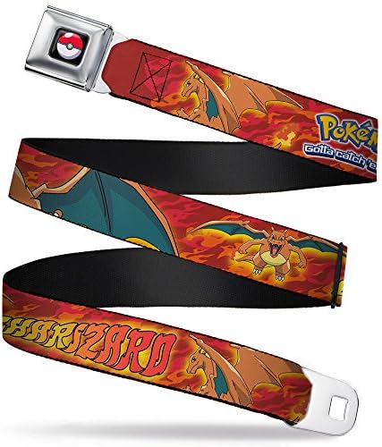 バックルダウンシートベルトベルト ポケモン 保障 チャリザードポーズ 長さ 36インチ フレームレッド 幅1 0インチ