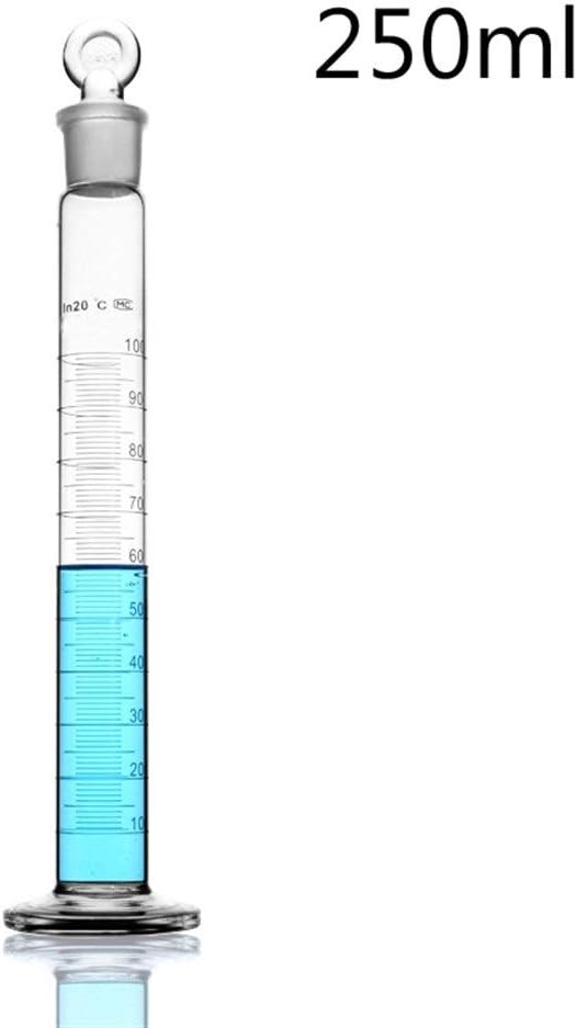 DADAKEWIN 250ml Graduated Measuring Cylinder High Borosilicate Glass with Ground Glass Stopper for Chemistry Lab Volatile Liquid- Pack of 1 (Size : 250ml)