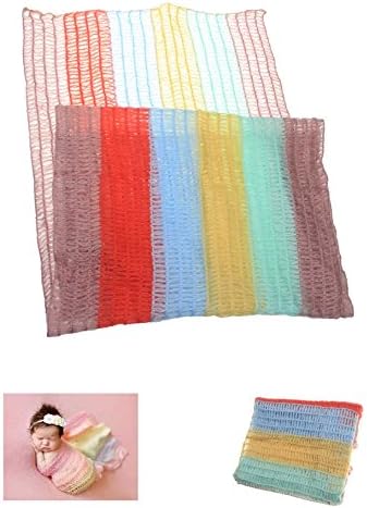 59 Inch Newborn Baby Photography Photo Prop Stretch Wrap Tassel Blanket (Rainbow color) (Pink)