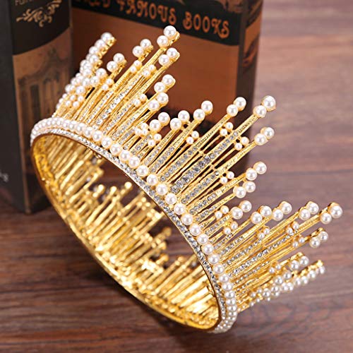 Luxury Elegant Crown Full Diamond Zircon Pearl Tiara Headband Ladie Jewelry Gift,Outsta 2019 Fashion Jewelry Hot Sale!Under 10 Dollars Gifts for Her
