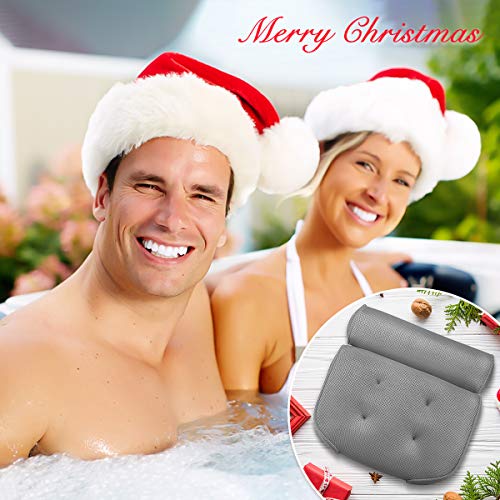ESSORT Bathtub Pillow, Large Spa 3D Air Mesh Bath Pillow, Luxury Comfortable Soft Bath Cushion Headrest, for Head Neck Shoulder Support Backrest, Fits Any Size of Tubs, Jacuzzi (Gray) - Thumbnail 5