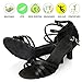 GetMine Women's Professional Latin Dance Shoes Satin Salsa Ballroom Wedding Dancing Shoes 2.4'' Heel Black, 7