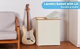 efluky 140L Laundry Baskets with Lid Two Compartments Beige view 9
