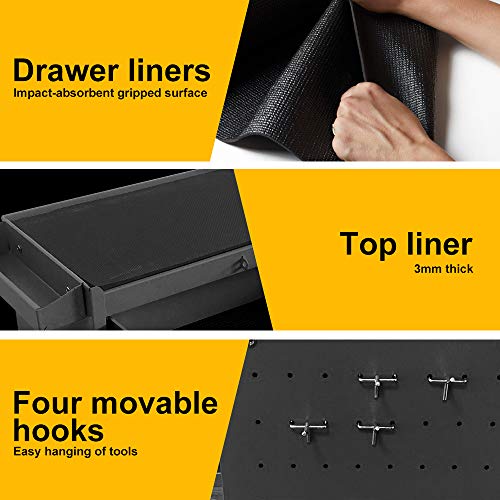 Removable Tool Chest,5-Drawers Tool BOX,Tool Chest with Wheels (2PCS Lockable) and Drawers,Tool Storage with Tray and Cabinet,Organizer(Black)