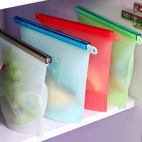 A2zonlineking Reusable Silicone Silica Gel Vacuum Storage Bags Freezing Heating Seal Bag Refrigerator Food Storage Bag Container - 1Pc