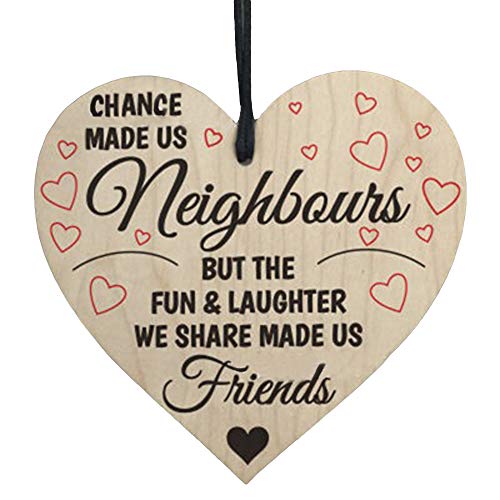 Sugely Handmade Wooden Hanging Heart Plaque Gift for Neighbor Keepsake for Friend (A)