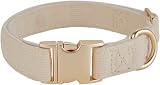 YUDOTE Ultra-soft Dog Collar Cotton Corduroy Small Dogs Creamy White