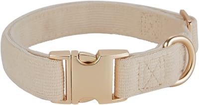 YUDOTE Ultra-soft Dog Collar Cotton Corduroy Small Dogs Creamy White
