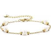 Gold Pearl Bracelets for Women Trendy 14k Gold Plated Dainty Pearl Beaded Bracelets Adjustable Chain Wedding Bridesmaid Bracelet Gold Jewelry Women Gifts Her
