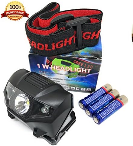 New 2017 Led Headlamp | Hiking Headlamp | 4 Modes Headlight | Battery Operated Helmet Light For Outdoor Sports | 3 AAA Batteries Included (Black/Black)