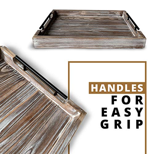 Ottoman Tray 19.5 Inch Wooden Ottoman Tray for Serving, Extra 4 Round