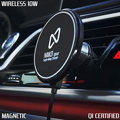 NAKD Super-Mag Wireless Magnetic Mount 10W Charger | | Compatible with iPhone XR/Xs Max/XS/X/8/8 Plus, Galaxy S10/S9/S9+/S8/S8+ and More