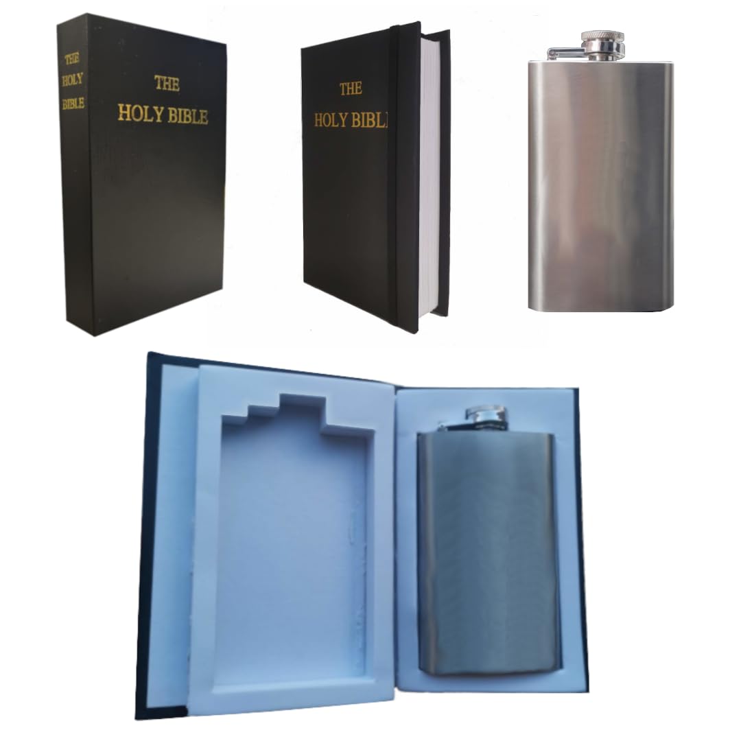 Real Paper Holy Bible Novelty Hip Flask 6oz Flask | Red Dwarf Missing First Page - Secret Compartment