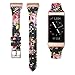 SHANGPULE Bands Compatible for Fitbit Charge 4 / Fitbit Charge 3 / Fitbit Charge 3 SE, Slim Premium Leather Band Flower Design Replacement Strap (Colorful Flower 2 with Rose Gold connectors)