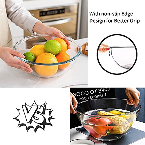 Luvan Borosilicate Clear Glass Mixing Bowls with Lids Set of 4 (0.53qt