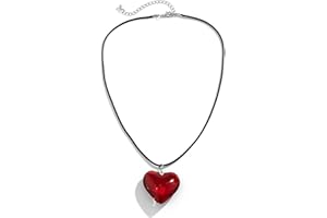 YURAOER Chunky Puffy Heart Choker Necklace - Big Heart Pendant Adjustable Velvet Chain Heart Necklaces for Women Y2K Trendy Jewelry Accessories