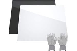 NIUBEE Acrylic Reflective Display Board for Product Photo Background Shooting Tables Props (12x12 Inch, Black + White)