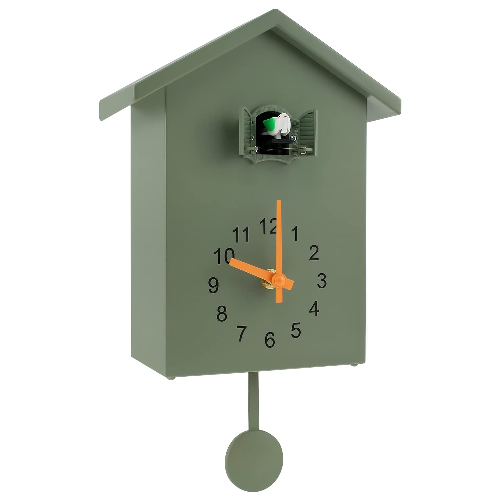 Cuckoo Clock, Modern Cuckoo Wall Clock with Chimer Minimalist Cuckoo Sound Clock with Pendulum Delicate Cuckoo Clock Bird House for Wall Art Home Living Room Kitchen Office Decoration
