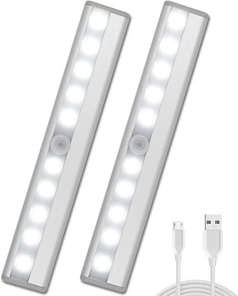 lampara armario con sensor de movimiento 10 focos led operado con movimiento luz de noche portable magnetico seguridad closet iluminacion adherible