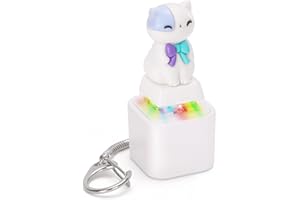 Netholid Quacking Duck Croaking Frog Meowing Cat Keyboard Fidget Toys for Adults Clicker Keychain with Sound LED Light and Charging Port for Autism Stress Relief Anxiety (Cat, 1)