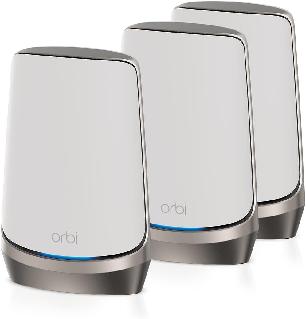 NETGEAR Orbi 960 Series WiFi 6E AXE11000 Quad-Band Mesh System 3 Pack White