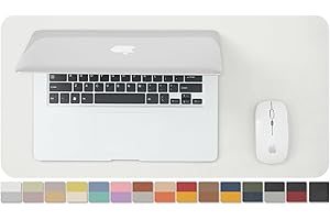 HOMIEAZICOZI Compact Dual Sided Leather Desk Mat - Desk Pad for Office and Home - Desk Organization and Accessories - Ideal for Large Mouse Pad and Small Desk Mats on Top of Desks(White+Silver,23.6"x 11.8")