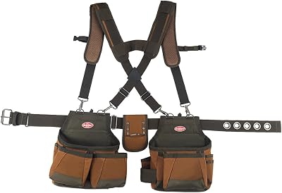 Bucket Boss Airlift Tool Belt w/ Suspenders 12 Pockets 52 Inch Brown 600D