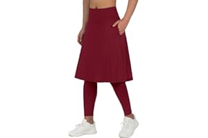 ANIVIVO Women Long Knee Length Skirt with Full Leggings,Skirted Leggings with High Waisted Pockets