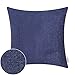CaliTime Throw Pillow Covers Decorative 18 X 18 Inches Pack of 2 Cozy Chenille Cushion Cases for Couch Sofa Bed Living Room Home Navy Blue