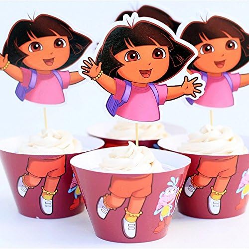 12 sets cupcake wrappers and toppers Dora the explorer kids decoration