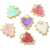 Clotiry 20Pcs Mixed Color Enamel Heart Shape Dangle Charms Love Heart Pendants for Jewelry Making Bracelets Necklace Earring