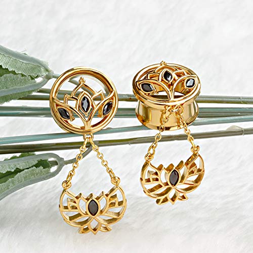 TBOSEN Ear Gauges Dangle Plugs Tunnels For Ears Reamer Hollow Flower Surgical Steel Screw Dilation Piercing Expander Gauge 9/16 inch(14mm) - Thumbnail 4