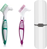 Ceonam Denture Brush 2 Pcs with White Carry Case Multi-Tier Bristles view 1