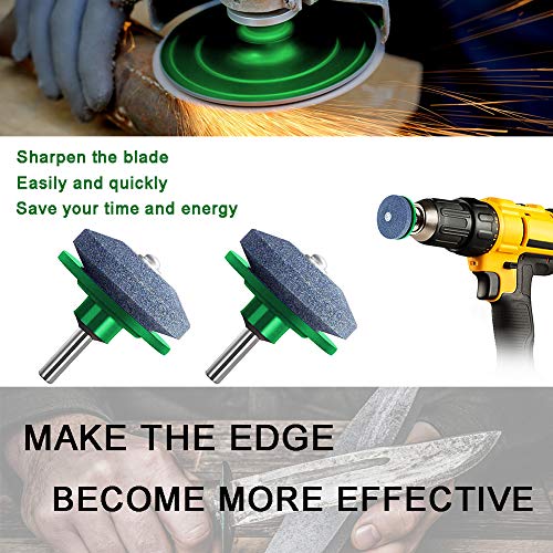 ZALALOVA Lawn Mower Blade Sharpener, 5Pcs Universal Lawnmower Blade Sharpener for Any Power Drill Hand Drill(Green)