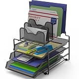 SimpleHouseware Desk 3 Sliding Tray and 5 Stacking Section Organizers, Black