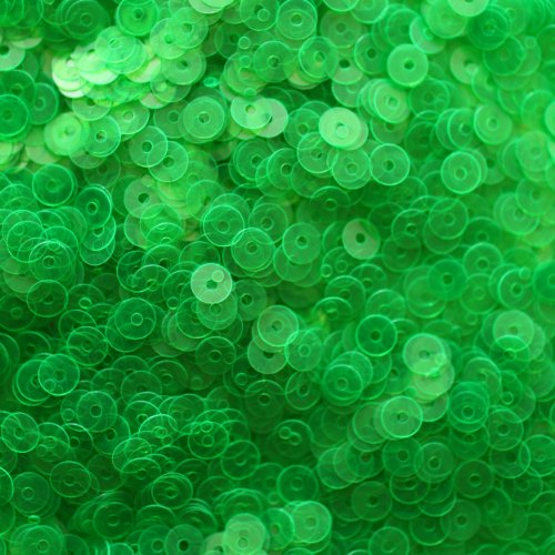 4mm Flat Round SEQUIN PAILLETTES ~ Transparent Fresh Green See-thru ~ Loose sequins for embroidery, bridal, applique, arts, crafts, and embellishment. Made in USA