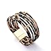 ILJILU Leopard Bracelets for Women Metal Pipe Charm Multilayer Wide Leather Wrap Bracelet