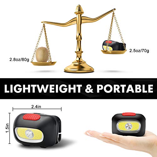 HOKOILN LED Headlamp Flashlight 2PACK - Running, Camping and Outdoor Headlamps - 5 Modes Adjustable Head Lamp with Red COB Safety Light for Adults and Kids, 3 AAA Alkaline Batteries (Included) - Thumbnail 4
