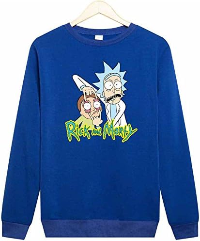 Autumn winter Anime Men Rick Morty hoodies Peace Among Worlds Folk Hoodie Sweatshirts Pullover blue 001 M