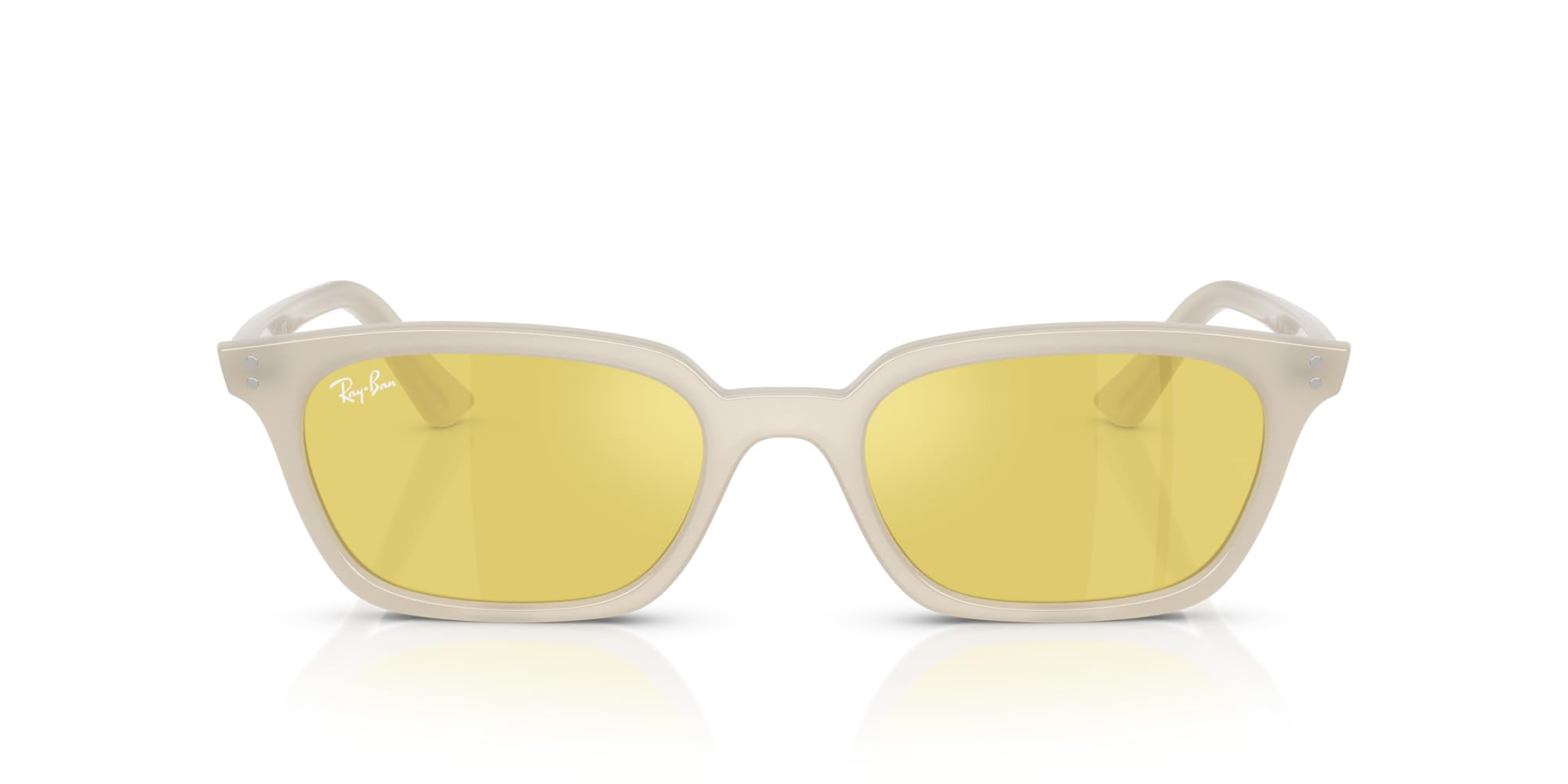 Ray-Ban RB4456F Zaya Low Bridge Fit Sunglasses, Cloudy Warm White/Yellow Mirrored Gold, 52 mm