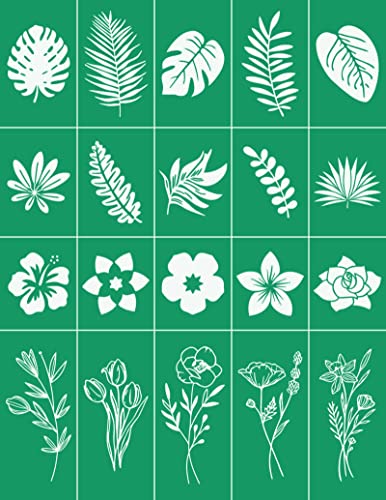 DGAGA Silk Screen Stencils,Flower and Leaf Self Adhesive Silk Screen Stencils Reusable,Plant Mesh Stencil for Chalk Paste Screen Printing Stencils for Painting on Wood,Chalkboard,Fabric,Home Decor