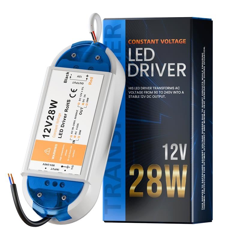 LED Driver 12V 28W 2A, AC 240V to DC 12V Transformer, Constant Voltage Power Supply for LED Strip Lights, MR16 Downlights, CCTV, Low Voltage Lighting Converter