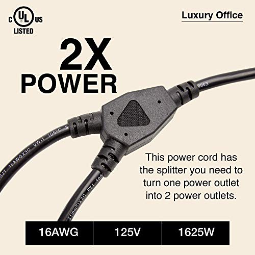 2 Way Power Splitter and 1' Extension Cord 1 to 2 Cable Strip with 3