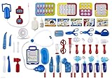 WolVol (Set of 45) Pretend & Play Doctor Set for Kids with Electric Stethoscope Toy and Medical Doctor's Equipment, Lights and Sounds