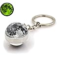HUNO Glow In The Dark Solar System Planet Keychain Earth Saturn Moon Sun Luminous Galaxy Keyring-Saturn