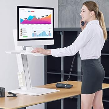 NB North Bayou Sit-Stand Workstation Laptop Sit Stand Desk Converter Fits All Laptop Computers Within 4.4-24.2 lbs(White)