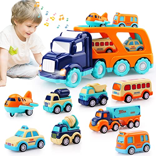 Kids Toys Cars Deluxe Playset 1 Big and 8 Small PullBack Cars for