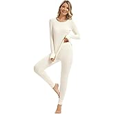DREAMHALO Thermal Underwear for Women Warm Long Johns Sets Soft Base Layer Top Pants Bamboo Viscose Pajamas Set S-XXL