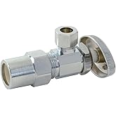 Eastman 1/2 Inch CPVC x 3/8 Inch OD Compression Multi-Turn Angle Stop Valve, Brass Plumbing Fitting, Chrome, 04345LF